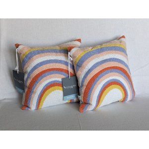 2 Set Koolaburra by Ugg Kids Rainbow Wave‎ Decorative Throw Pillow 14x14 NEW
